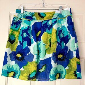 Ann Taylor LOFT Petite Size 6 Floral Print Linen Blend Lined Skirt , Pleated